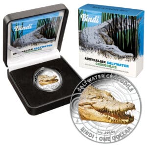 2013 $1 Saltwater Crocodile - Bindi Coloured 1oz Silver Perth Mint Proof Coin