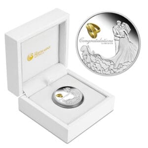 2016 Perth Mint Wedding 1oz Silver Gilded Proof Coin