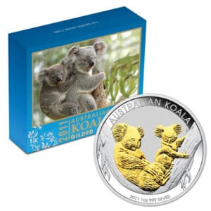 2011 $1 Perth Mint Gilded Koala 1oz Silver Proof Coin