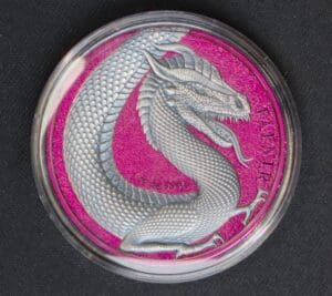 2020 Germania Mint Purple Ruthenium Fafnir 1oz Silver BU Coin