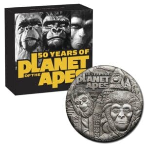2018 $2 Planet of the Apes 2oz Antiqued Silver Perth Mint Coin