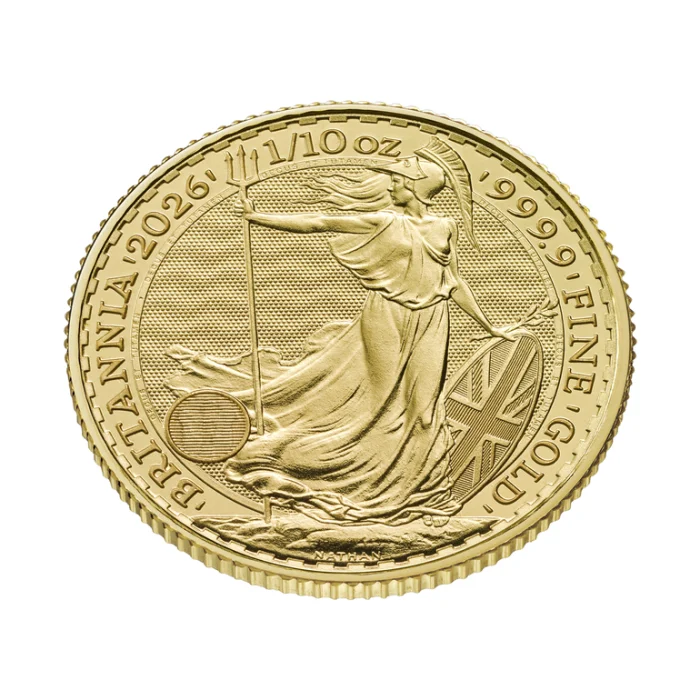 2026 1/10 oz Great Britain Britannia .9999 Gold BU Coin - Image 3