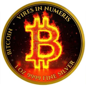 2024 Burning Bitcoin Gilded Coloured Niue 1oz Silver Coin