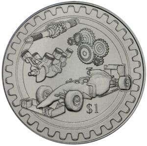 2018 $1 Motorsport BU Grey Titanium 10g Capsuled Samoa Coin