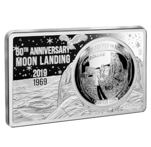 2019 Apollo 11 50th Anniversary 2.88oz Pure Silver Coin and Bar Set