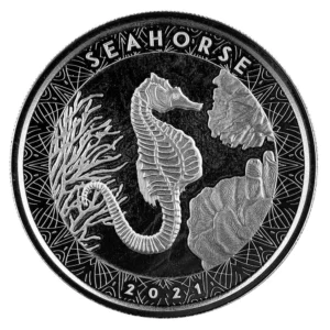 2021 $2 Seahorse 1oz Silver Samoa BU Scottsdale Mint Coin