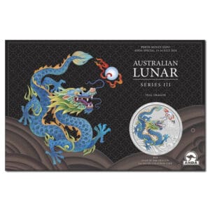 2024 $1 Year of the Dragon 1oz Silver Teal Coloured ANDA Coin