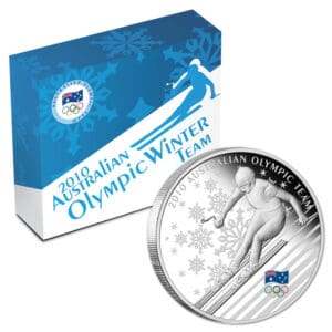 2010 $1 Australian Olympic Winter Team 1oz Silver Perth Mint Proof Coin