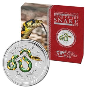 2013 $1 WMF Perth Mint Year of the Snake Coloured 1oz Silver Coin