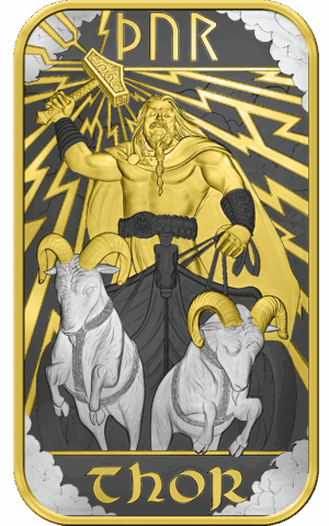 Thor Gilded 1oz Silver Special Edition Germania Mint x Royal Mint Gilded Ruthenium Plated Bar