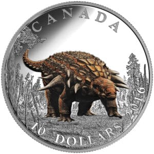 2016 $10 Day of the Dinosaurs: Armoured Tank 15.87g Silver Canadian Coin