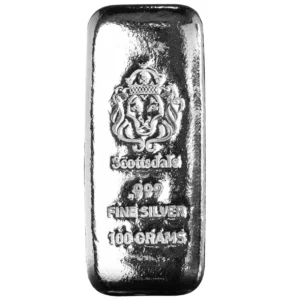 100 Gram Silver Scottsdale Mint Cast Bullion Bar