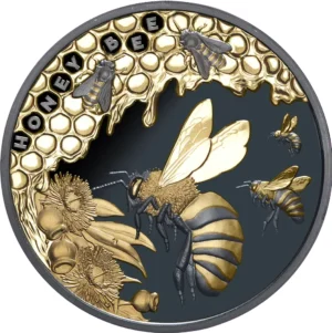 2025 $1 Honey Bee 1oz Gold Plated Silver Black Proof Coin
