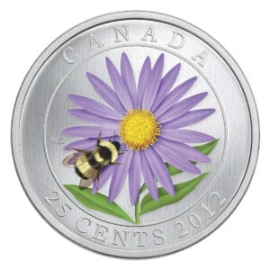 2012 25c Flower and Fauna: Aster with Bumble Bee Coloured Coin