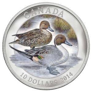 2014 $10 Ducks of Canada: Pintail Duck Silver Proof Coin