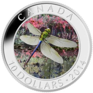 2014 $10 Green Darner Dragonfly 1/2oz Silver Proof Royal Canadian Mint Coin