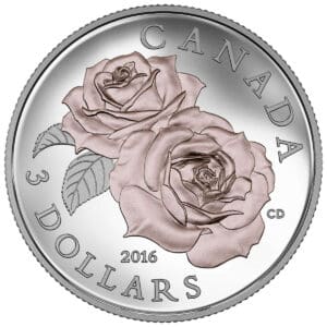 2016 $3 Queen Elizabeth Rose - 7.96g Silver Proof Rose Gilded Coin