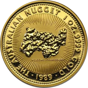 1989 Perth Mint Nugget 100 Dollar Australian 1oz Gold Bullion Coin