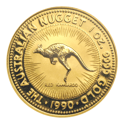 1990 1oz Gold Red Kangaroo Australian Nugget 100 Dollar Coin