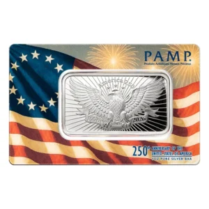 PAMP Heraldic Bald Eagle 1oz Silver Pamp Suisse 250th Anniversary of USA Bar