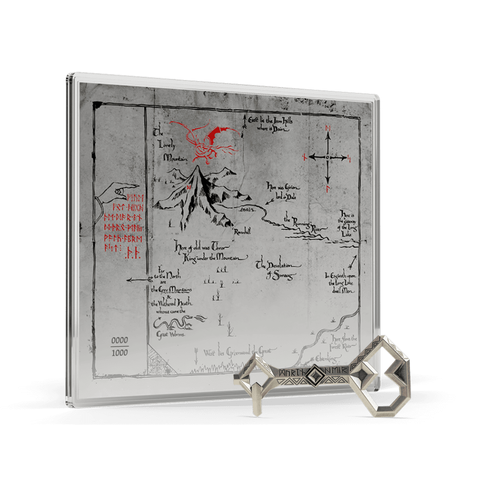 Thorin’s Map and Key The Hobbit 3/4oz Silver Coin + 5g Silver Foil Agoro Set
