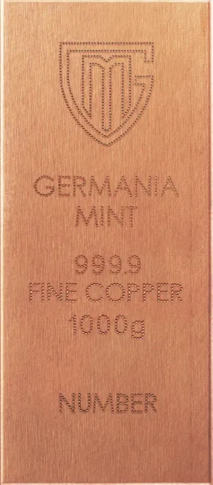 Germania Mint 1kg Raw Copper Bar