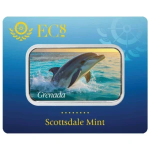 Scottsdale Mint 2025 EC8 Grenada Dolphin 1oz Silver Colourised Coin Bar