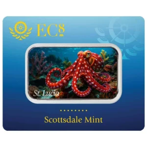 Scottsdale Mint 2025 EC8 St. Lucia Caribbean Reef Octopus 1oz Silver Coin Bar