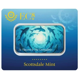 Scottsdale Mint 2025 EC8 St. Vincent And the Grenadines Swirling Sharks 1oz Silver Bar