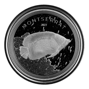 Scottsdale Mint 2021 Blue Girdled Angelfish 1oz Silver EC8 Montserrat Coin