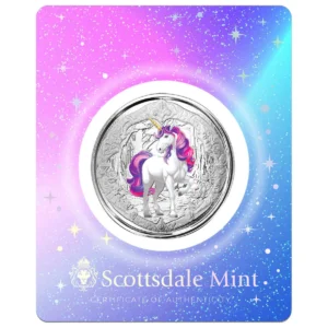 Scottsdale Mint Veloria - 2024 Unicorn 1oz Silver Coloured Carded Fiji Coin