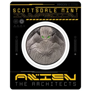 Scottsdale Mint Rhodium Plated 2025 Alien 1oz Silver Coin